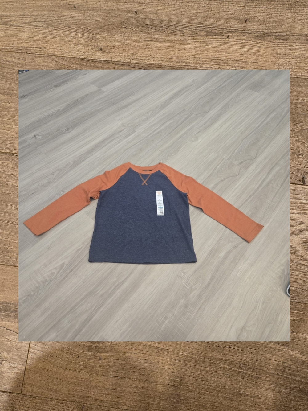 NWT Boys Navy & Orange Colorblock Raglan Baseball Tee Size 5